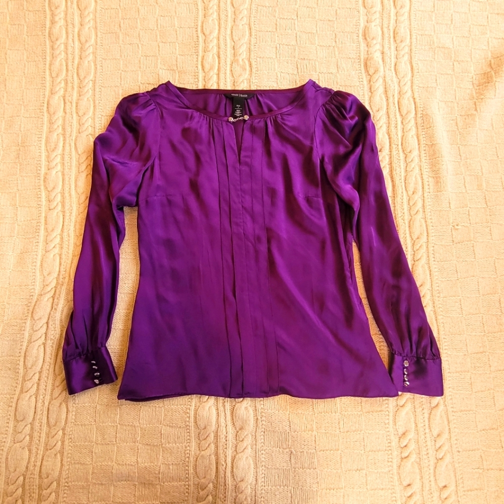 WHBM Silk Purple Blouse with Silver Accents size 6 fits a Small